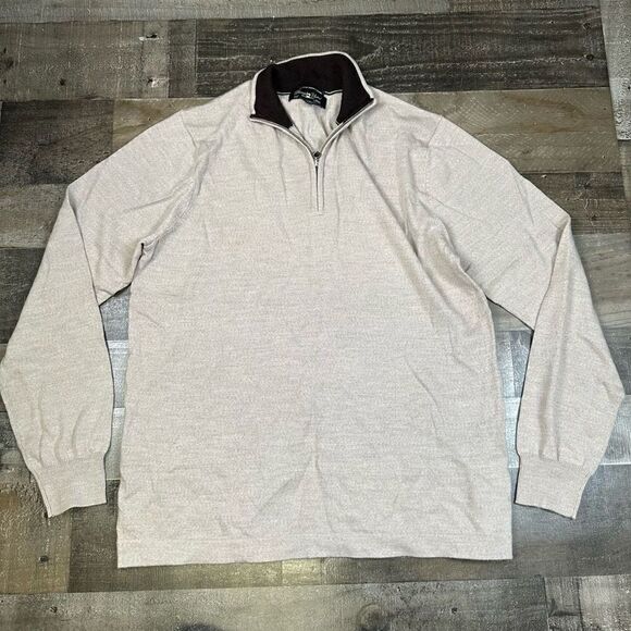 Pronto Uomo Men’s Size Large Merino Wool Pullover Sweater Light Heather Grey - Picture 1 of 5